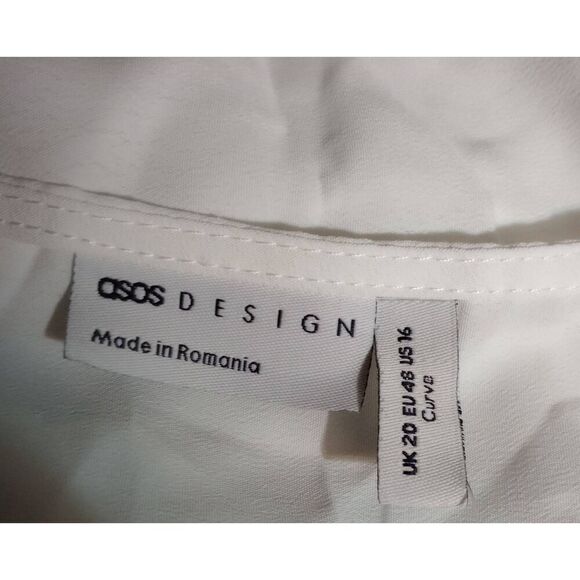 Asos Shirt Ladies 16 White Short Sleeve Semi‎ Sheer - Picture 4 of 6